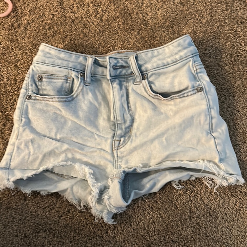 light blue jean shorts